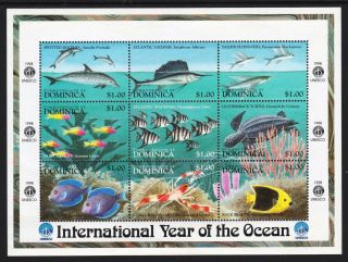 Dominica 1998 Year Of The Ocean Fish - Mnh Miniature Sheet - Cat £6.  30 - (15)