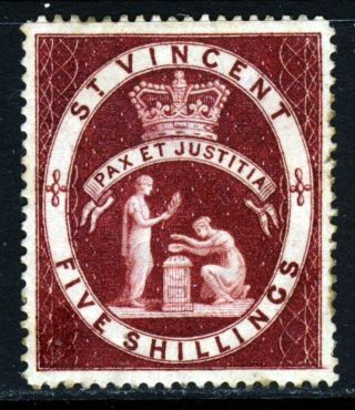 St.  Vincent Queen Victoria 1888 Five Shillings Lake Sg 53