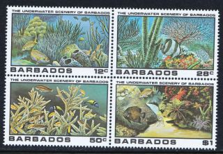 Barbados 1980 Underwater Scenery Fish - Mnh Block Of 4 - Cat £1.  70 - (111)