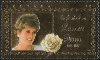 E23] Grenada Lady Diana $20 22k Gold Stamp Unmounted