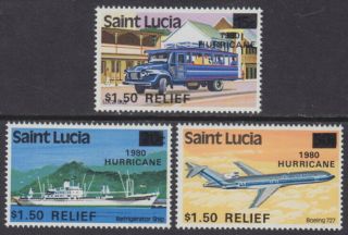 St Lucia - 1980 Hurricane Relief (3v) - Um / Mnh