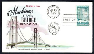 Mackinac Straits Bridge Stamp 1110 Fluegel First Day Cover Fdc (1745)