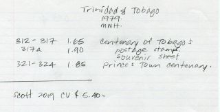 Weeda Trinidad & Tobago 312/324 MNH 1979 Centenary issue CV $5.  40 2