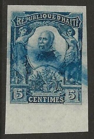 Haiti 1904 Nord - Alexis 5c Blue 98var.  Ink Smear Vf (no Gum)