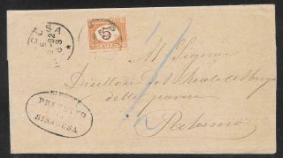 Italy / Italia - 1892 Official Letter - Siracusa To Palermo - 5c Segnatasse