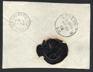 Usa 1901 York " Foreign Branch " Postmark To London Plus Wax Seal