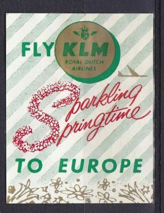Netherlands,  Airmail Label,  Klm Sparkling Springtime