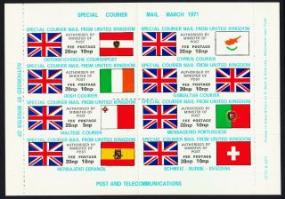 Post Strike 1971 Special Courier Sheet 1 Coloured Flags Um - Cinderella