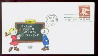 1947 1981 " C " Stamp Coil Fdc Kover Kids Hand Colored Cachet Ua Fd1836