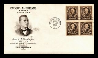 Dr Jim Stamps Us Booker T Washington Famous Americans Fdc Cover Scott 873 Block