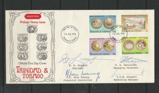 Trinidad & Tobago 1976 Fdc Angostura Bitters,  Signed By Board Employees