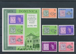 Lk84290 Dominica 1974 Stamp Anniversary Fine Lot Mnh