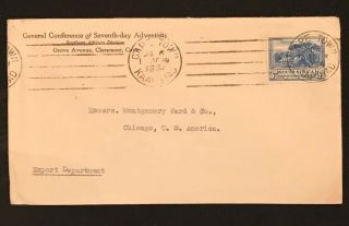 1934 South Africa Cape Town Cover Missionary To Montgomery Ward Chicago