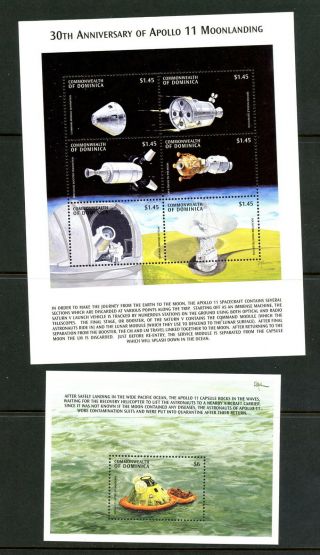 Dominica 1999 2150 - 1 Space Moon Landing Sheets Mnh H514