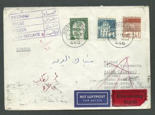 Syria 1971,  Unclaimed Letter From Germany To Aleppo