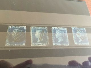 Gb Uk Victoria 4x 2 D Blue Perf And Imperf Stamps