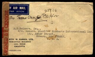 India 1941 Censored Airmail cover to Newark,  Jersey 2