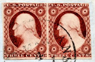 1857 Stamped Folded Letter; Pair 3¢ Imperf (11) ; ORLEANS – YORK 3