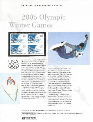 755 39c 2006 Winter Olympics Stamp 3995 Usps Commemorative Stamp Panel