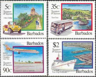 1992 Barbados 830 - 3 Complete Never Hinged Set Of 4 Transportation