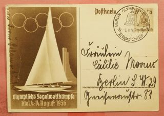 Dr Who 1936 Germany Olympic Games Postal Card Berlin Special Cancel 121782
