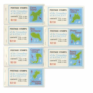 1976 Grenadines Of St.  Vincent Retail Stamp Booklets - Set Of 7