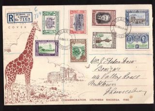 Southern Rhodesia,  1940 Jubilee Set On Registered First Day Cover Fdc - Bn65