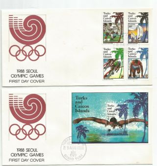 Turks And Caicos Islands 1988 Olympic Games Seoul First Day Covers