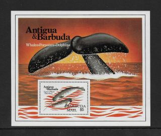 1983 Antigua & Barbuda:whales Minisheet Barbuda Mail Sg Ms671 Unmounted
