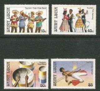 St Lucia 1986 Tourism/local Music - - Attractive Topical (862 - 65) Mnh