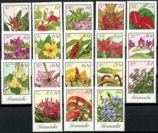 Grenada 1985 - 8 Native Flowers Definitives X 18 Different Mh Stamps D87896