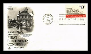 Us Cover First Continental Congress Bicentennial We Ask But For Peace Fdc