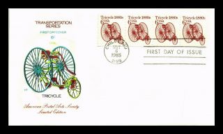 Us Cover Tricycle Transportation Strip Of 4 Fdc House Of Farnum Cachet