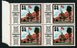 Trinidad & Tobago Sg 354b 1972 $5 Multicoloured P14 Um Block Of Four Cat £20.  00