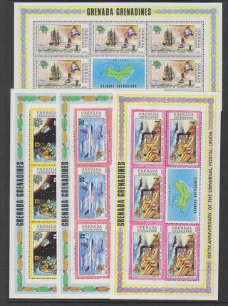 Grenada Grenadines - 1974,  Upu Set - 4 X Sheetlets - Mnh - Sg 25/8