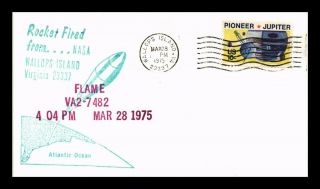 Dr Jim Stamps Us Flame Rocket Fired Space Event Cover Wallops Island