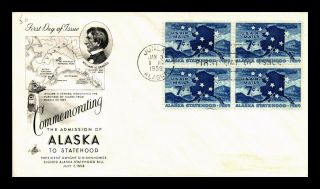 Dr Jim Stamps Us Alaska Statehood Air Mail First Day Cover Scott C53 Block