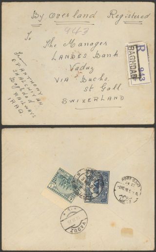 Iraq 1926 - Registered Cover Baghdad To Vaduz Liechtenstein 37791/22