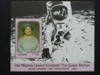 Grenada Stamp Mini Sheet Moon Landing Neil Armstrong The Queen Mothers 90th.