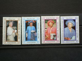 Antigua & Barbuda Stamps Set Of 4 The Queen Mothers 90th Birthday.  U/m/m