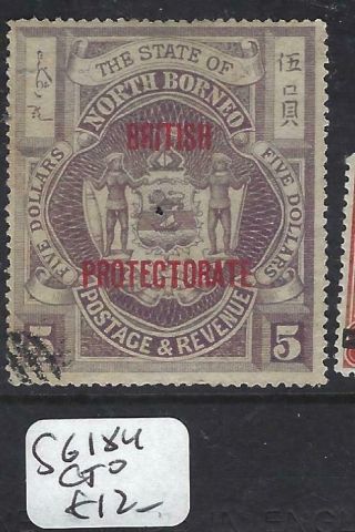 North Borneo (p2704b) $5.  00 Bp Arms,  Lion Sg 184 Cto