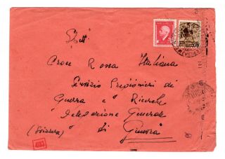 Italy Italian Rsi 1944 Cover To Switzerland With Fiscal Stamp Rare