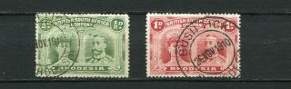 Kgv Rhodesia 1910 Double Heads Bush Tick Circular Postmark Bishtick Gold Mining.