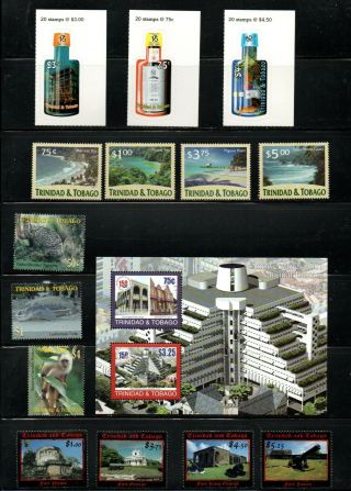 Trinidad & Tobago 2000/2,  Selection Of 14 Stamps & 1 Min Sheet,  Sg878 To 935 M/m