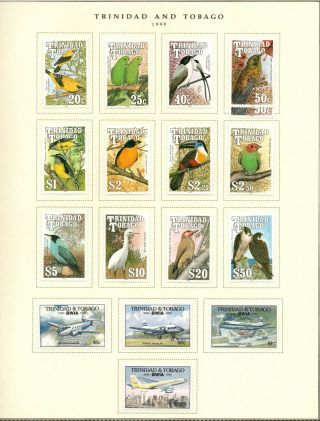 Trinidad & Tobago 1990 2 Sets,  Bwia & Birds On 2 Pages,  Sg 782/98 M/m.