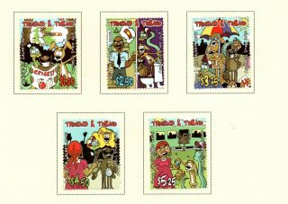 Trinidad & Tobago 2005,  " Ananis,  The Spider " Set Of 5 & Ms On 2 Pages.