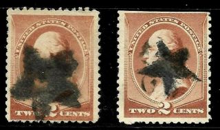 Fancy Cancel " 2 X Bold Stars " Son 2 Cent 210 Banknote 1883 Us Stamps 65c46