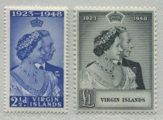 Virgin Islands 1948 Silver Wedding Set With £1 O.  G.  Hinged