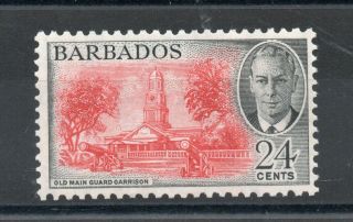 Barbados 1950 George 6th 24c Scarlet & Black Sg,  278 U/mint Lot 4238b