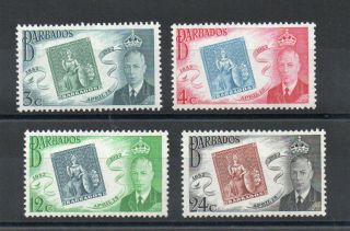 Barbados 1952 George 6th Stamp Centenary Sg,  285 - 288 U/mint Lot 4205b